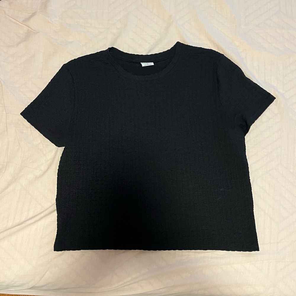 Abercrombie & Fitch Black Textured Short Sleeve Top
